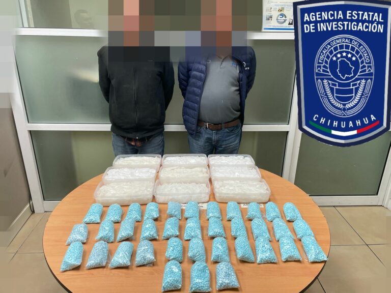 Capturan a dos con 4 kilogramos de pastillas de fentanilo y casi 10 kilos de cristal en Juárez