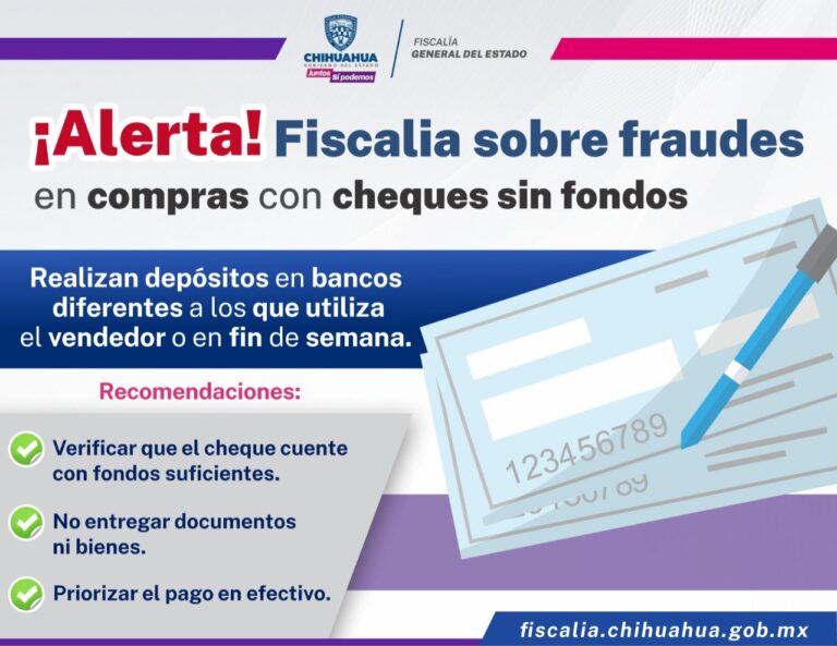 Alerta Fiscalía sobre fraudes en compras con cheques sin fondos