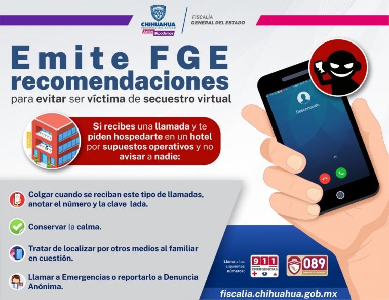 Emite FGE recomendaciones para evitar ser víctima de secuestro virtual