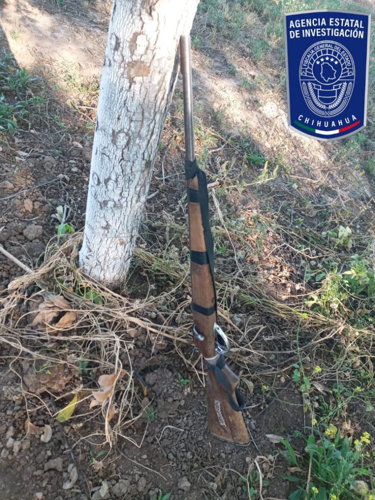 Asegura la AEI un rifle localizado recargado en un árbol en Allende
