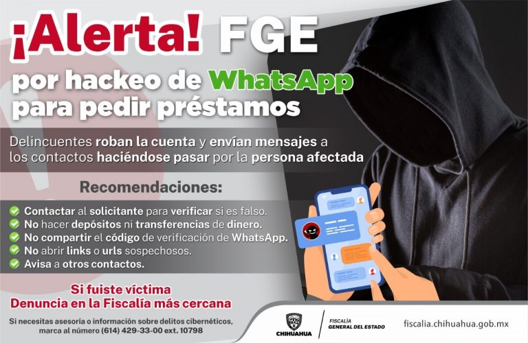 Alerta FGE por vulneración del WhatsApp para pedir préstamos personales