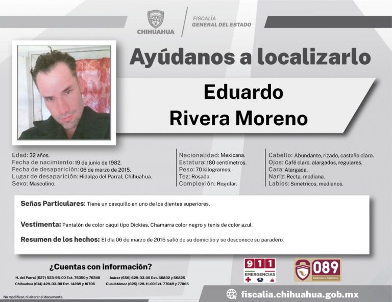 Busca FGE a persona desaparecida en 2015 en Parral