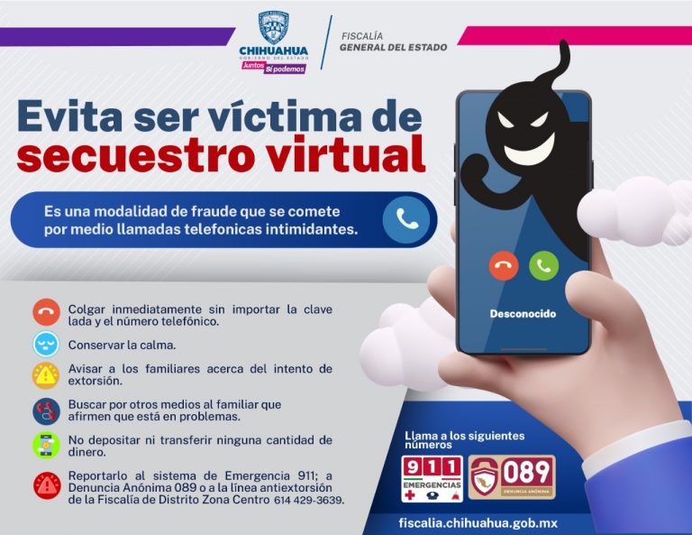 Emite Fiscalía Zona Centro recomendaciones para prevenir secuestros virtuales