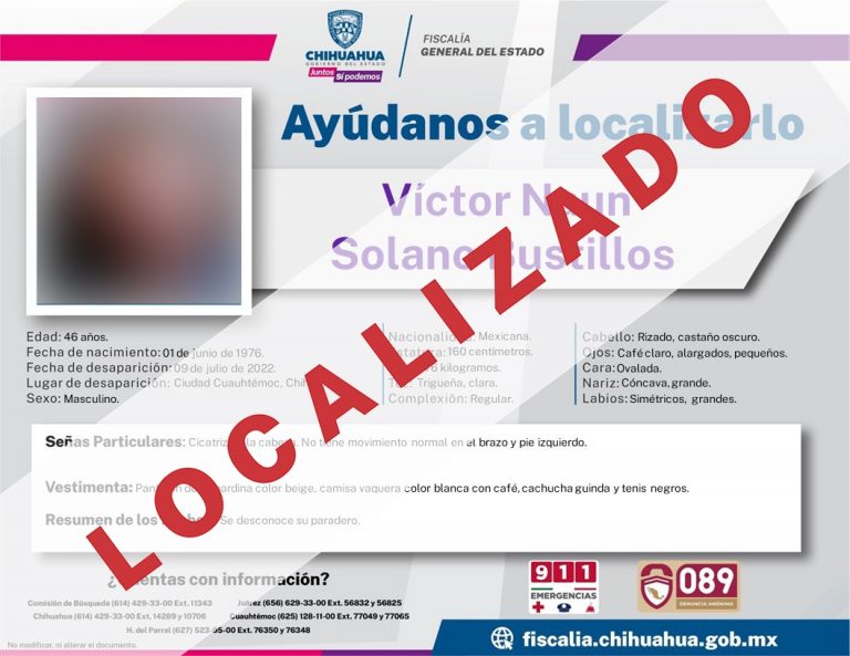 Localizan a un hombre reportado como desaparecido en Cuauhtémoc