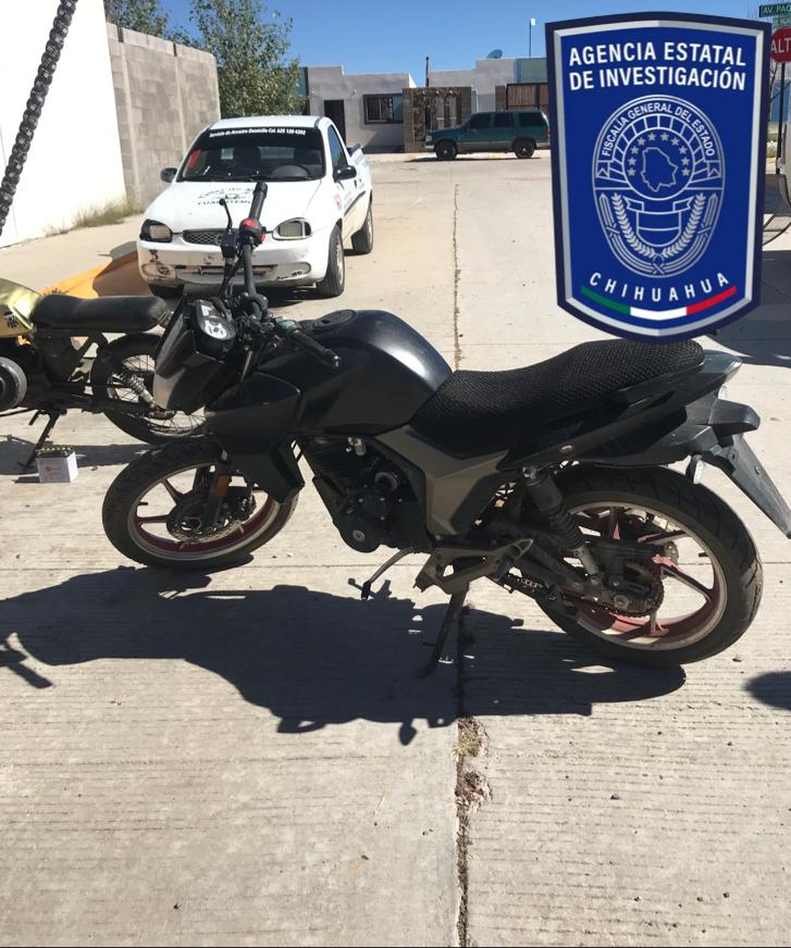 Asegura AEI en la ciudad de Cuauhtémoc dos motocicletas con reporte de robo