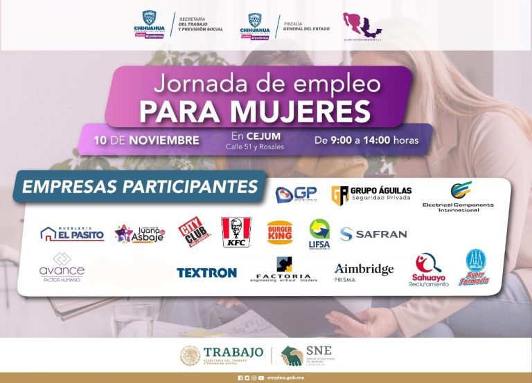 Ofrecerán CEJUM, Mujeres por México y STyPS vacantes de empleo
