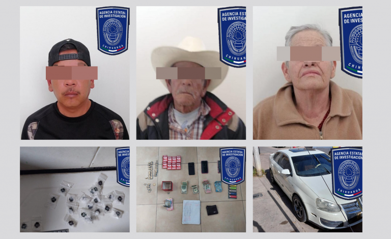 Catea AEI domicilio en Parral, detiene a cuatro y  asegura drogas, vehículo y dinero