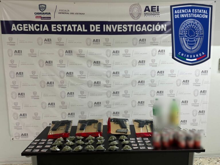 Captura la Agencia Estatal de Investigación a 7 en posesión de 4 armas y 38 envoltorios con cristal y mariguana
