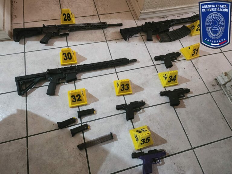Asegura Fiscalía siete armas de fuego y un cuerpo en vivienda de la ciudad de Chihuahua