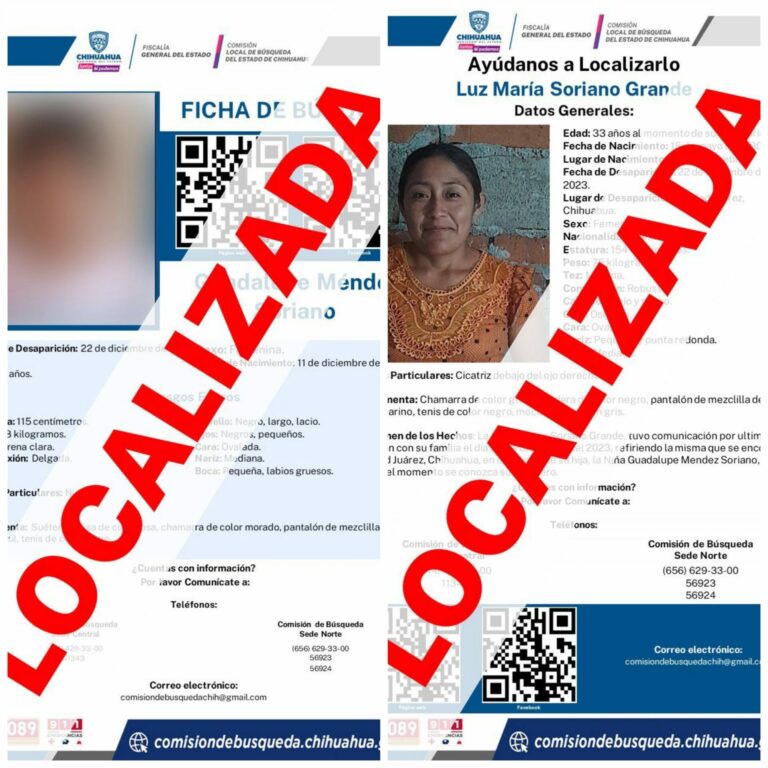 CLB informa que madre e hija desaparecidas en Juárez se encuentran en perfecto estado de salud